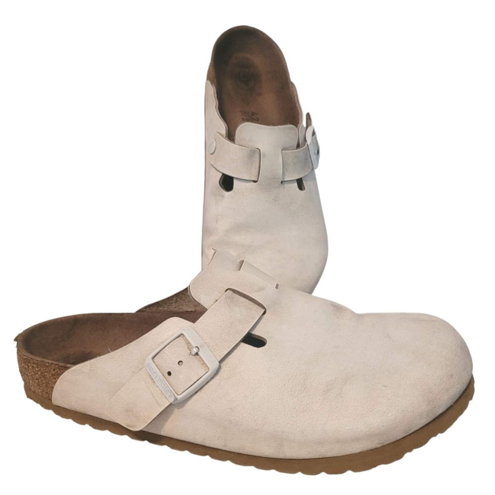 Birkenstock Women's White Suede Clog Mules